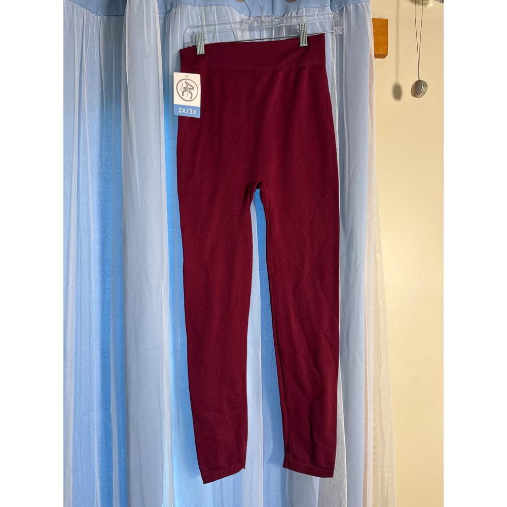 Active Club Leggings Womens 2X/3X HM3106PKE Burgundy Fleece Lined‎ NWT